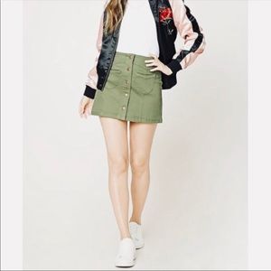 Forever 21 Olive Green Button Up Skirt